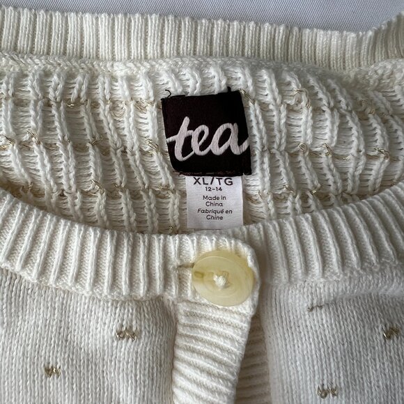 Tea Collection Sparkle Baby Cardigan, Golden Cranes, Girl Size XL Party Easter - Picture 6 of 7
